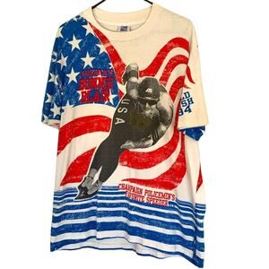 VINTAGE 90s Bonnie Blair Olympics AOP Single Stitch Tee Shirt USA 1994 OLYMPICS